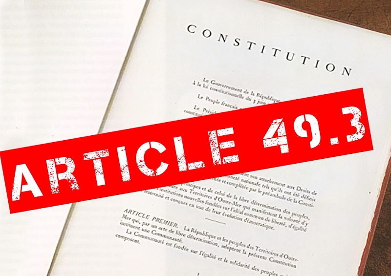 L’article 49.3 est une disposition de la Constitution française qui permet au Premier ministre d’engager la responsabilité du Gouvernement sur un projet de loi, sans passer par le vote de l’Assemblée nationale. 