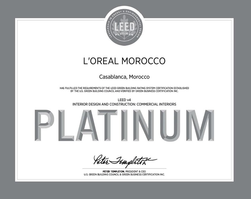 Développement durable L'Oréal Maroc certifié LEED Platinum